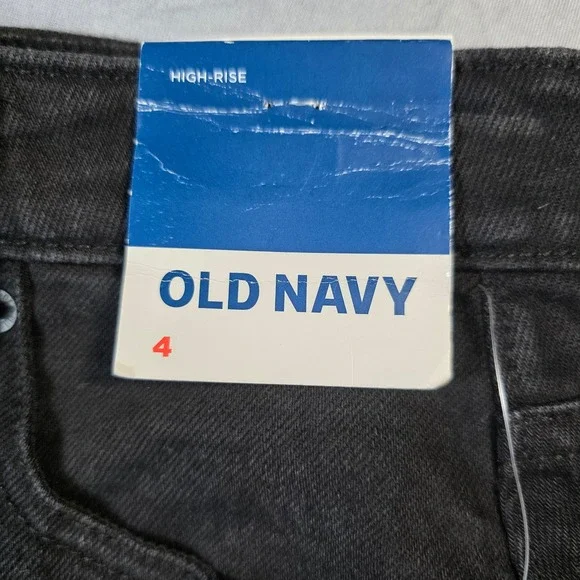 Old Navy Womens High Rise Black Denim Mini Skirt Raw Hem Size 4 - Picture 7 of 8